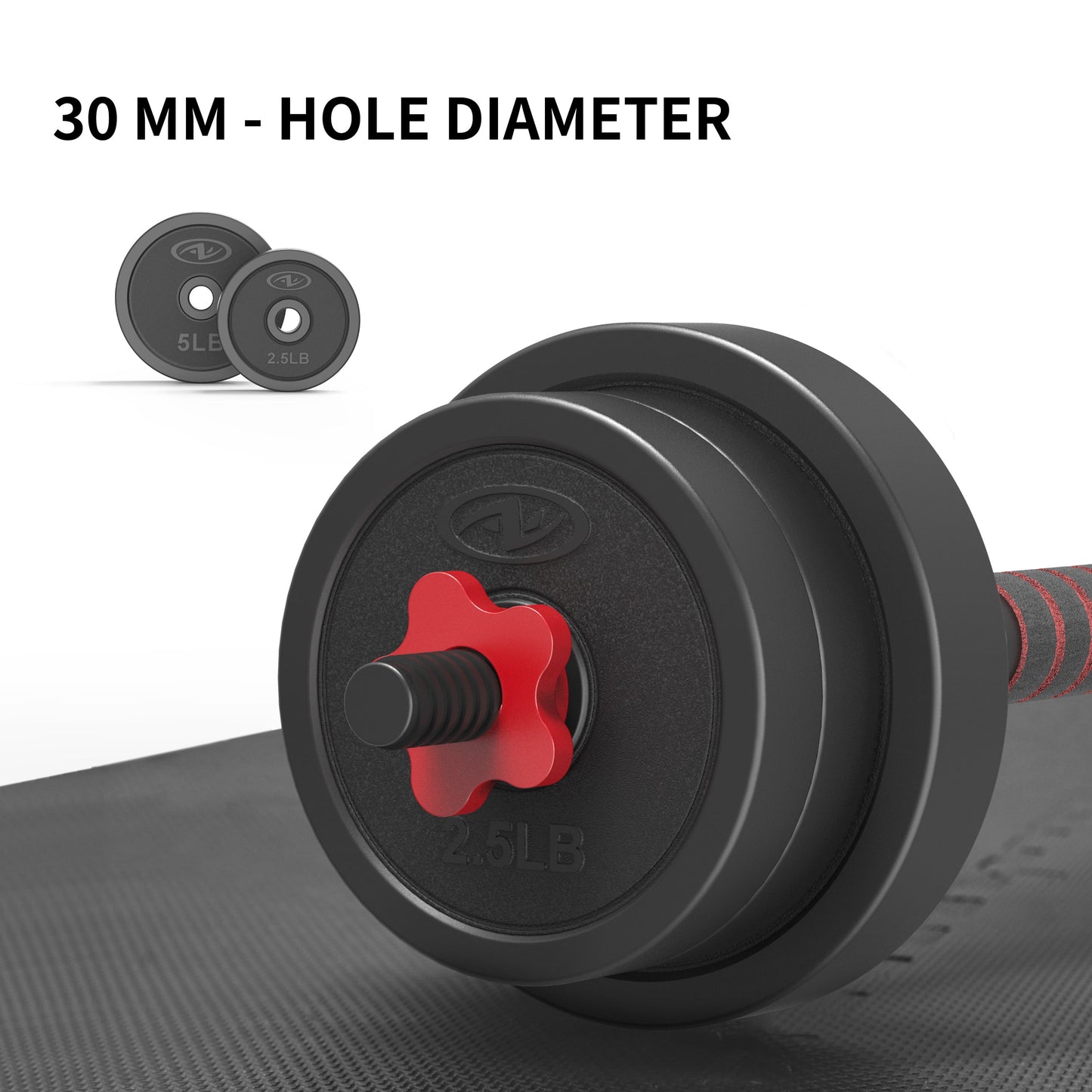 40LB 5 in 1 Adjustable Dumbbell Set , Fitness Exercises for Home Gym, Black
