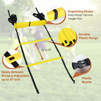 Pro Agility Ladder Agility Training Ladder Speed 12 Rung 20Ft with Carrying Bag